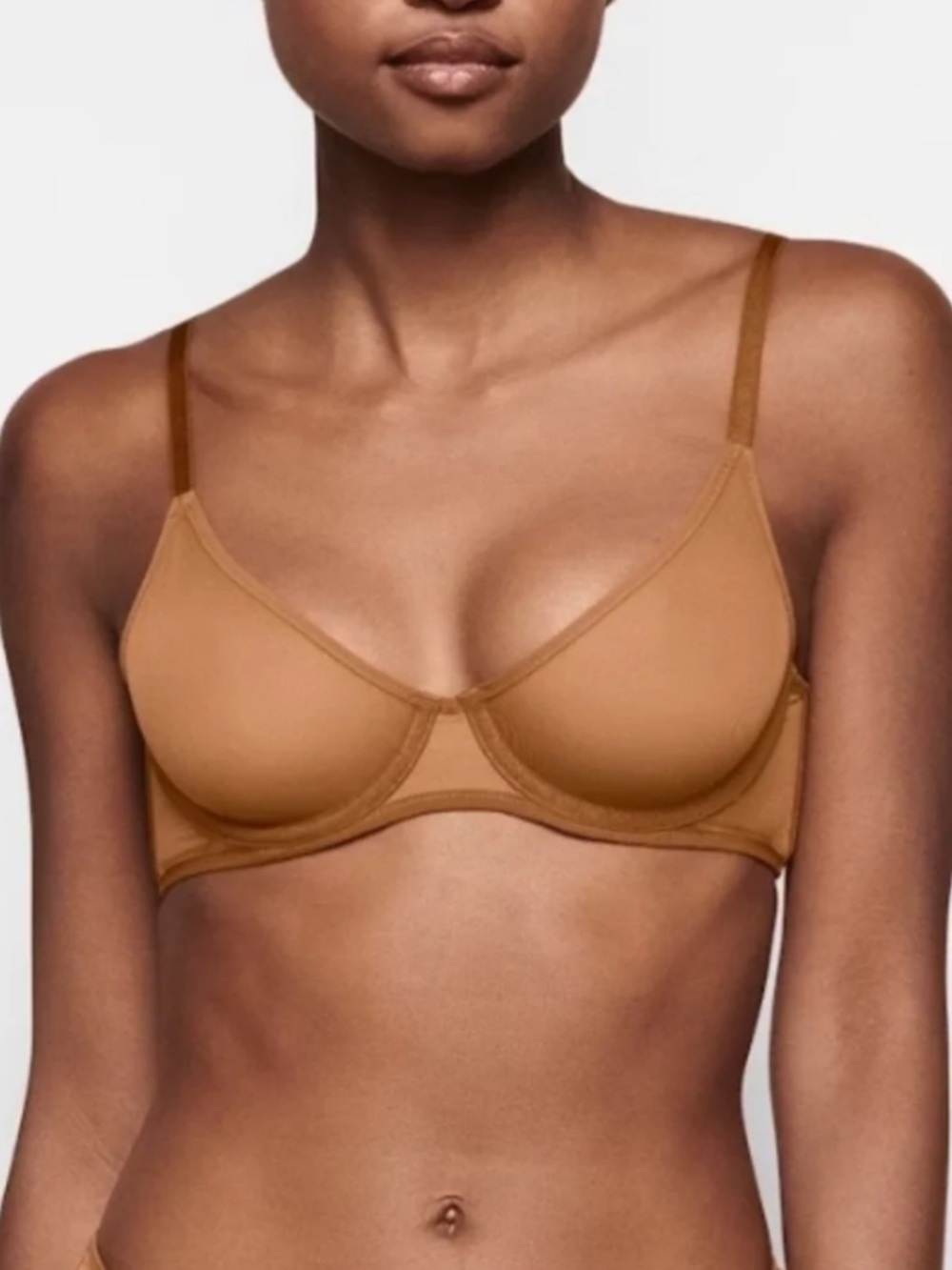 SKIMS Underwire Mesh Bra in Caramel size 34DD